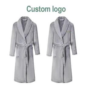 Peignoir en laine de qualité supérieure pour femmes et hommes Robe douce moelleuse avec fourrure de lapin Sherpa Shaggy longue poche en gros pour les hôtels - Product Image 2