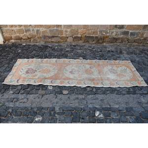 Tapis Vintage en Laine Turque Orange Vert Patchwork Design 32X10 pieds Technique de tissage plat pour Salon Décor Voiture Utilisation Latex - Product Image 4