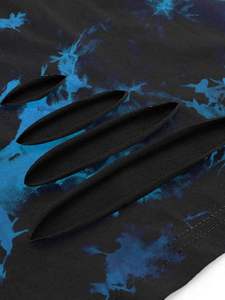 Ladies' Skull <b>Finger</b> Graphic Distressed Tee Shirt Ripped Short <b>Sleeve</b> Crop Top Crafted from 95% Cotton and 5% Elastane - Product Image 4