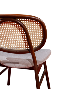 Modern Durable Wood <b>Dining</b> Set with 6 Cane <b>Chairs</b> and Woven <b>Rattan</b> Cushioned Seats for Apartment & Hotel Use - Product Image 3