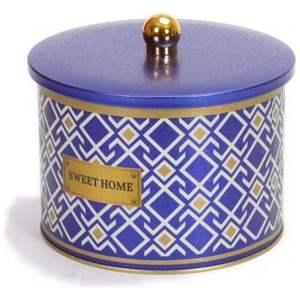 175x130mm métal rond bidon 2.9L bouton poignée sans couture motif conception lignes géométriques fond bleu - Product Image 3