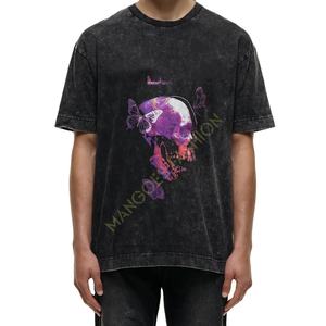 Nueva Camiseta Formal de Algodón 100% con Estampado Digital, Lavado Ácido, Efecto Desgastado, Cuello Redondo, Manga Corta y Ajuste Regular para Venta al por Mayor - Product Image 1