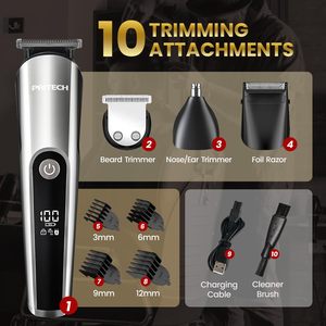 Tondeuse à barbe sans fil rechargeable pour hommes avec tondeuse à poils de nez et micro-rasoirs pour kit de toilettage - Product Image 4