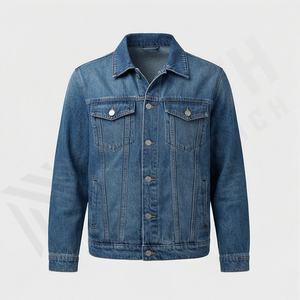 Veste en jean décontractée personnalisée pour hommes, grandes tailles, 100% coton, option logo sur le devant, respirante, veste d'hiver - Product Image 1