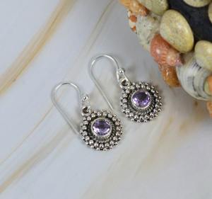 Tendance femmes améthyste pierres précieuses 925 boucles d'oreilles en argent sterling massif élégant mariage bijoux en argent pour les filles - Product Image 4