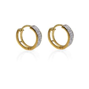 JEWELSPAARK Pendientes de Aro Huggie de Plata de Ley 925 con Diamantes Naturales Blancos de Corte Redondo de 0.16 Ct para Mujer, Bañados en Oro Amarillo - Product Image 2