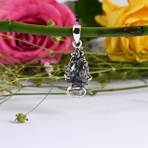 Gema Natural de meteorito y Herkimer, colgante de Plata de Ley 925 de oro amarillo, joyería hecha a mano, regalo para ella, joyería al por mayor - Product Image 4