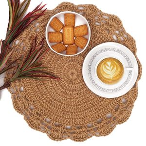 เสื่อปูโต๊ะรับประทานอาหารทำจากปอกระเจาธรรมชาติทำมือสำหรับงานแต่งงานงานเลี้ยงวันเกิดและงานเลี้ยงตกแต่งสำหรับทุกวันและโอกาสพิเศษ - Product Image 1