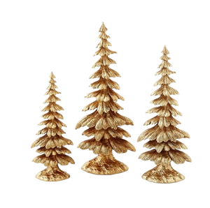 Juego de Tres Árboles de Navidad de Hierro Dorado de Tamaño Mediano, Decoración Festiva para el Hogar, Espacio de Estar, Metal Moderno, Decoración Artesanal Duradera - Product Image 1