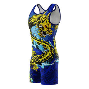 Combinaison de lutte de haute qualité imprimée, extensible et sèche, unisexe, design personnalisé avec logo personnalisé, couleurs et tailles, 100% polyester - Product Image 2