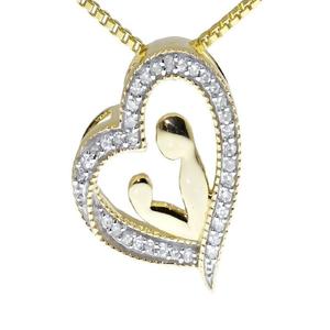 Colgante de Corazón de Madre e Hijo con Incrustaciones de Moissanita en Plata de Ley Chapada en Oro, Joyería Hip Hop de Lujo con Brillo de Diamante - Product Image 4