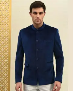 Navy Blue Jodhpuri Style Smoking Blazers Handmade Premium Men Party Stylish Blazer Jackets at Wholesale Prices By Indian Seller