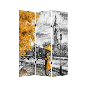 Pantalla Plegable de Lona de Doble Cara con Pareja Bajo un Paraguas Amarillo en Londres - Product Image 5
