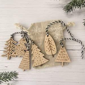 Arbre de Noël mural en bois, matériau naturel, décoration artisanale pour la maison, fête, ornements de vacances - Product Image 3