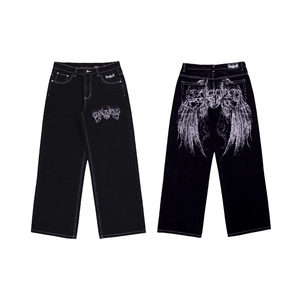 Jeans Anchos de Mezclilla de Diseño Nuevo 2025, Jeans de Diseñador al por Mayor para Hombre, Jeans Anchos Azules con Estampado Gráfico - Product Image 3