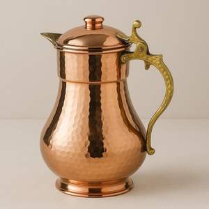 Carafe à eau personnalisable en cuivre pur de style unique, 500-1000 ml, écologique, pour mariage, maison, cuisine, table à manger - Product Image 3