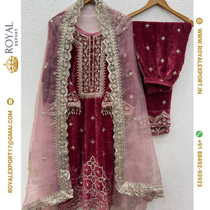 Lanzamiento de la nueva colección de trajes de terciopelo para fiestas con trabajo de secuencia de bordado pesado por fabricante y mayorista Royal Export - Product Image 6