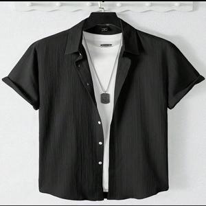 Camisa de franela arrugada informal para hombre, manga corta, antiarrugas y transpirable, patrón estampado de suministro ODM - Product Image 4