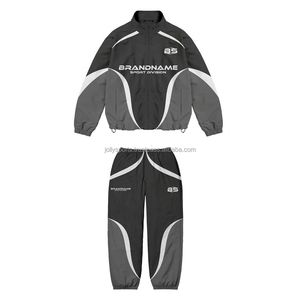 Conjunto de Chaqueta Cortavientos para Hombre, Ligero, de Tela de Poliéster, Paneles en Contraste Gris, Logotipo Personalizado con Transferencia Térmica, Talla Grande - Product Image 3