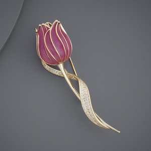 Broche tendance en alliage plaqué diamant pour sari, modèle 179864, idéale pour cadeau de fête ou fiançailles, avec motifs numérotés, végétaux et fleurs pour enfants - Product Image 4