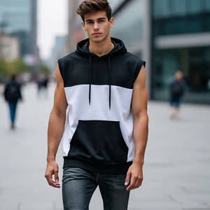 Capuche d'entraînement sans manches vêtements de fitness légers pour hommes haut à capuche hommes musculation vêtements de sport débardeur sans manches - Product Image 1
