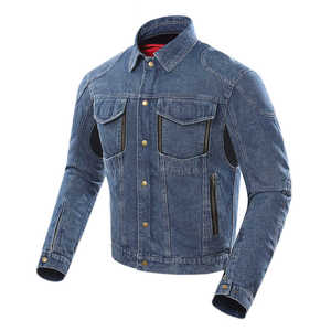 New Trending Style Casual <b>Men's</b> <b>Denim</b> <b>Jacket</b> Stand Collar Front Logo Solid Color Standard Lightweight - Product Image 2
