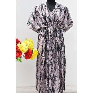 <b>Kaftan</b> Women's 100% Silk Casual Floor-Length <b>Dress</b> Digital Printed Loose Silhouette Washable for Daily Wear - Product Image 1