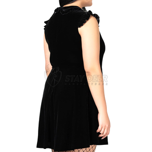 Vestido Gótico Estilo Skater con Encaje, Lindo Vestido Negro para Chicas Góticas, Atuendo de Moda para Fiestas Diurnas, Estilo Emo Grunge - Product Image 6
