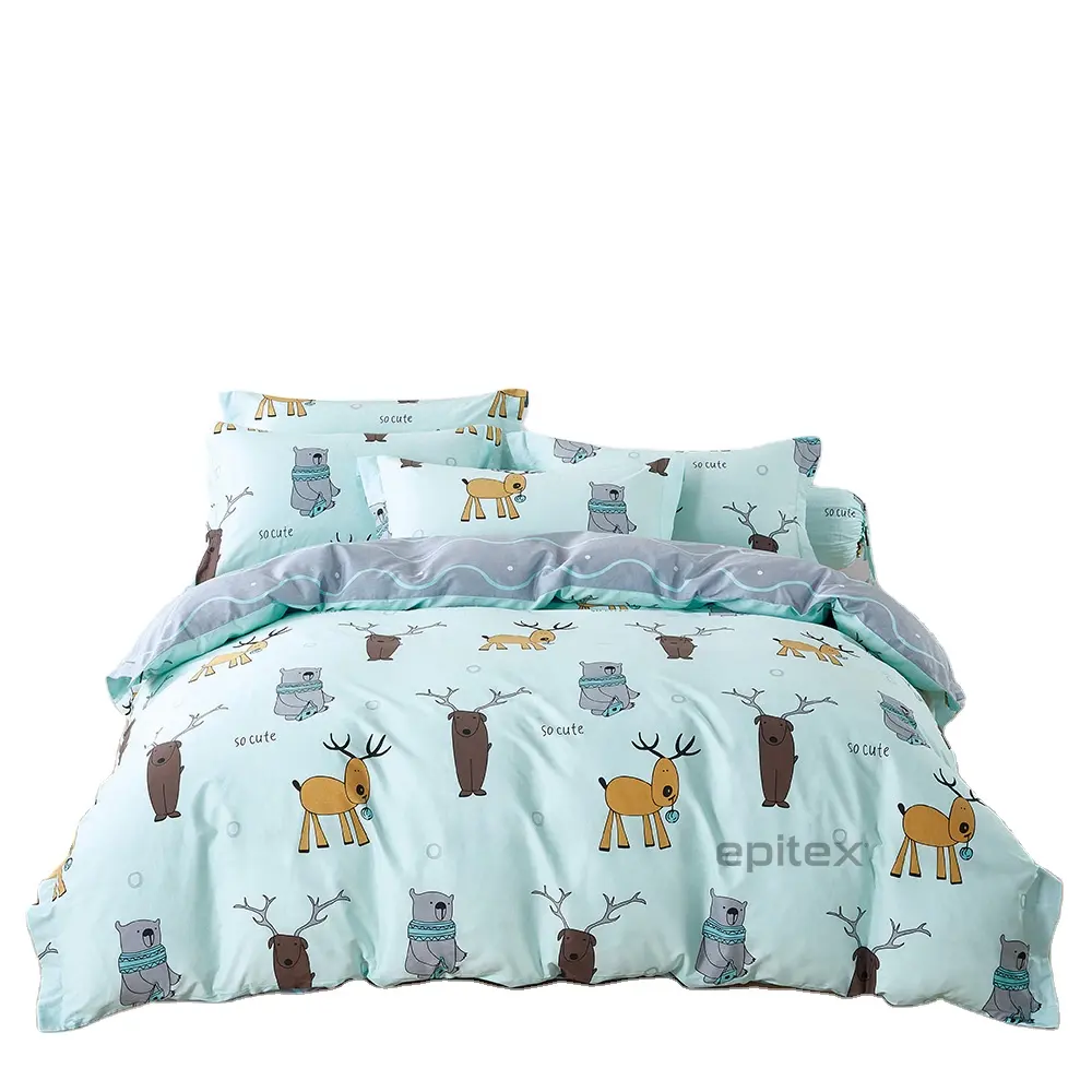 Biancheria da letto per uso domestico con motivo animale adorabile unico carino per bambini in cotone stampato dalla cina