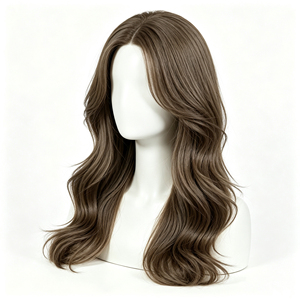 Peluca de Cabello Humano Ondulado Largo Marrón Frío con Encaje Frontal 13*4 y Parte Media - Product Image 4