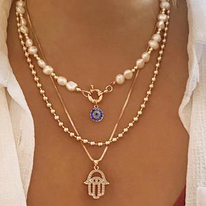 Colliers pendentifs pour femmes en alliage d'or, design multi-couches tendance, ventes chaudes - Product Image 4