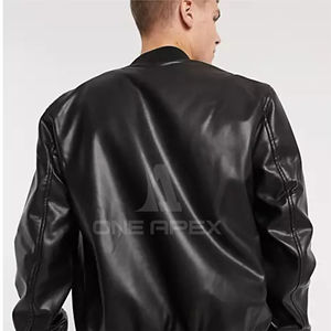 Chaqueta de cuero de piel de oveja para hombre, moda de calle alta, con cuello de pie, ropa de invierno, MOQ bajo, chaqueta para motocicleta, 2025 - Product Image 3