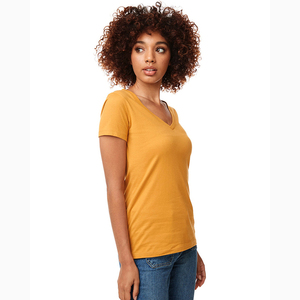 Top Qualité Vente Chaude Solide T-shirts Meilleure Qualité T-shirts À Col En V Pour Les Femmes Personnaliser Votre Propre Logo Streetwear T-shirts Décontractés - Product Image 2