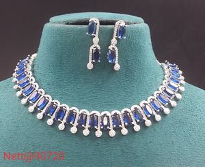 Elegante conjunto de collar y pendientes de piedra AD para mujer, perfecto para fiestas de boda, festivales, ropa nupcial y ocasiones tradicionales - Product Image 4