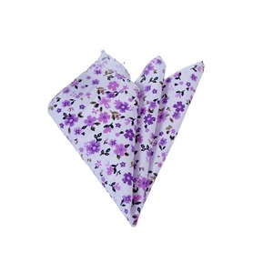 Pañuelo tejido de algodón púrpura floral lila en blanco - Product Image 1