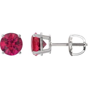 4-Prong Lightweight White Gold <b>Stud</b> Earrings Trendy Ball Garnet Amethyst Diamond Sapphire <b>Emerald</b> Zircon Engagement Party - Product Image 1