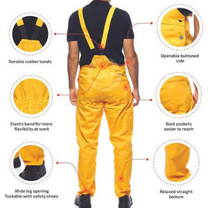High Quality Cotton Customizable Breathable Hi Vis Safety <b>Men's</b> Work Coverall Dungaree Overall <b>Bib</b> Latest Arrival - Product Image 3