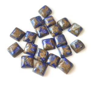 Exclusivo azul lapislázuli cobre cuadrado cabujón 3mm-30mm piedra preciosa suelta Natural para la fabricación de joyas parte posterior plana al por mayor - Product Image 1