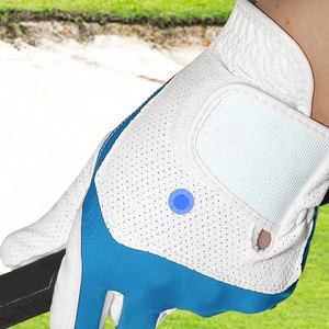 Gant de golf en cuir véritable blanc et bleu, léger, respirant, main droite, antidérapant, fermeture auto-agrippante, unisexe, sport - Product Image 3