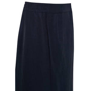 <b>Navy</b> Blue Linen Straight <b>Wrap</b> Skirt with Elastic Waist - Product Image 2