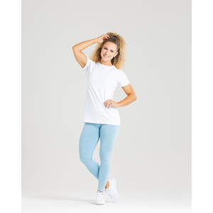 Camiseta de manga corta de longitud larga verdadera para mujer blanca de calidad superior 100% algodón transpirable y ajuste relajado gimnasio Yoga entrenamiento camiseta - Product Image 2