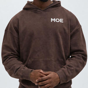 Sweat à capuche oversize décontracté en molleton délavé pour homme avec logo personnalisé, vente en gros, poids lourd 450 GSM, streetwear OEM - Product Image 4
