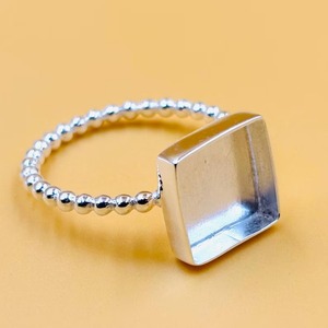 Ajuste de anillo de bisel cuadrado, Base en blanco de Plata de Ley 925 para cabujón de leche materna de resina, suministros de joyería de recuerdo DIY - Product Image 2