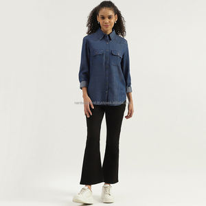 Nardon Apparel 2025, venta al por mayor, camisas vaqueras de diseño para mujer, azul claro, largo, estilo informal, primavera y verano para mujer - Product Image 4