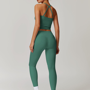 Vêtements de sport actifs pour femmes personnalisés, doux, à séchage rapide, vêtements de sport pour l'entraînement, extensible dans les 4 sens, ensembles de leggings de yoga en deux pièces - Product Image 2
