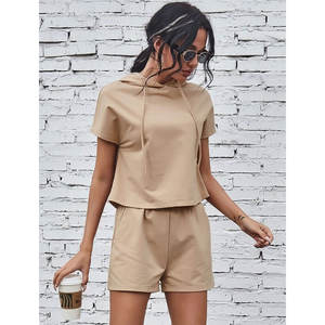 Conjunto Deportivo de Dos Piezas para Mujer, Pantalones Cortos Deportivos Casuales de Color Sólido y Corte Holgado, Novedad 2026, Venta al por Mayor - Product Image 2