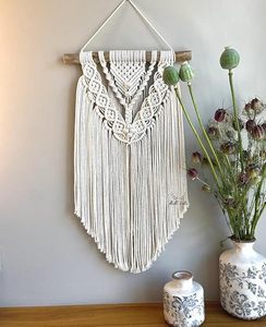 Macramé hecho a mano colgante de pared Boho decoración del hogar exportador India algodón pared arte para sala de estar - Product Image 1