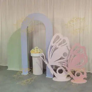 ציוד למסיבה לבן ורוד סטנד PVC בצורת U קשת דלת קשת פאנל PVC במה רקע קישוט חתונה לקישוט חתונה