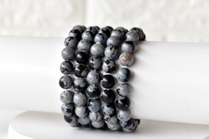 Wholesale Best Attractive Natural <b>Healing</b> Snowflake Black Obsidian 8mm Polished <b>Bracelet</b> for Meditation Jewelry - Product Image 5