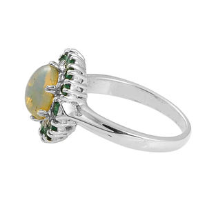 เครื่องประดับหรูหรา925เงินสเตอร์ลิงโอปอลโอปอลหลายสีเขียวแหวนพลอยโอนิกซ์ - Product Image 3